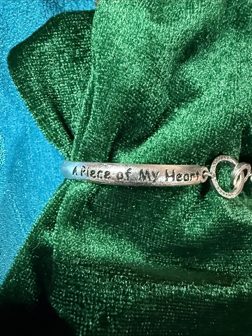 Silver Interlocking Rings Sentiment Bangle - Silver - Picture 2 of 5